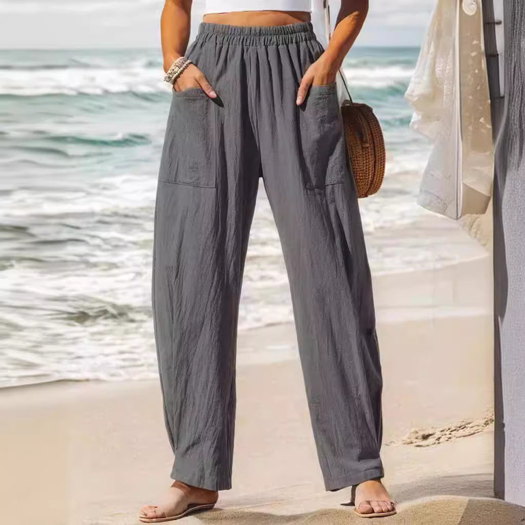 Cotton And Linen Casual Pants Vacation Style