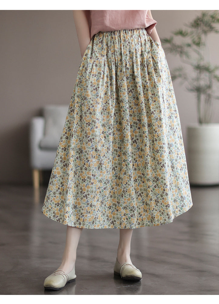 Artistic Floral Washed Cotton Printed Skirt