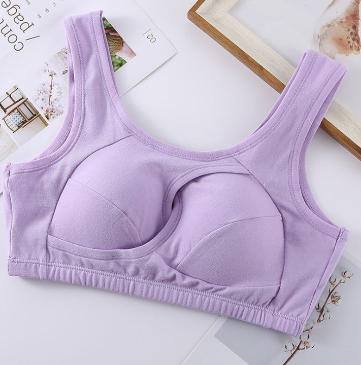 Cotton Anti-Sag Gathering Adjustment Sports Bra