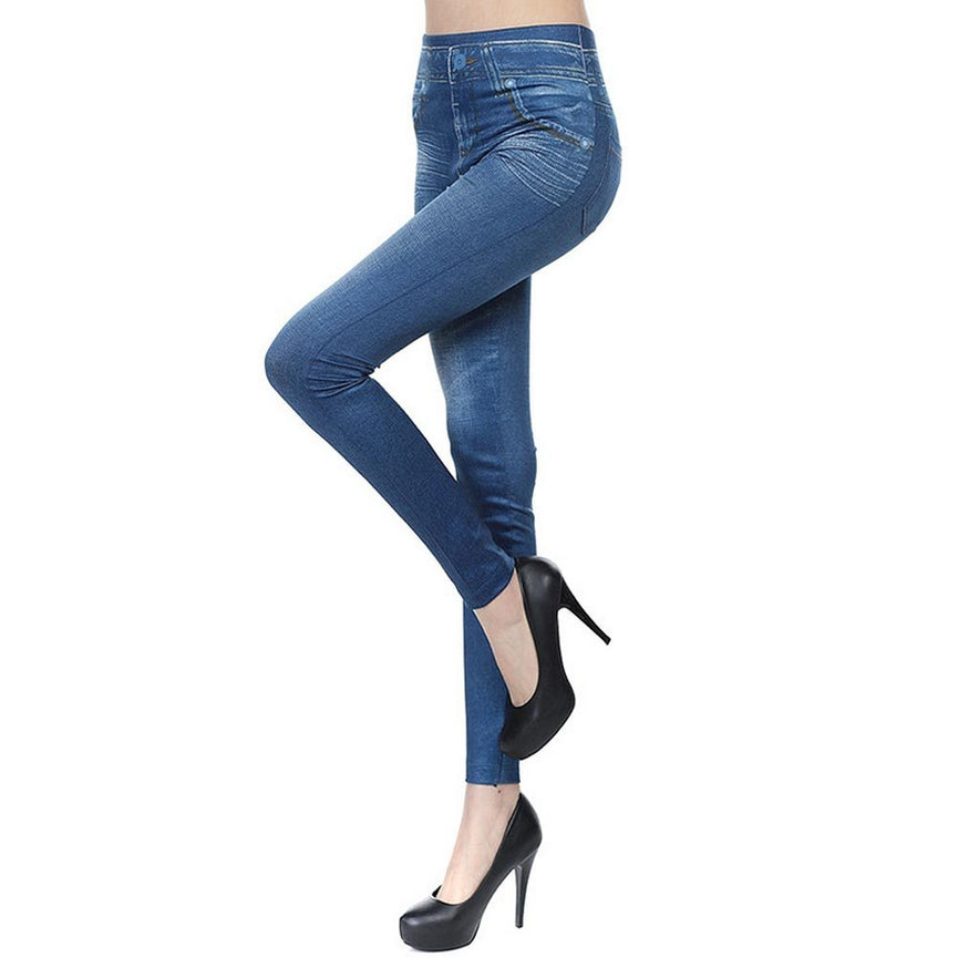 High Waisted Jeggings - Denim Leggings