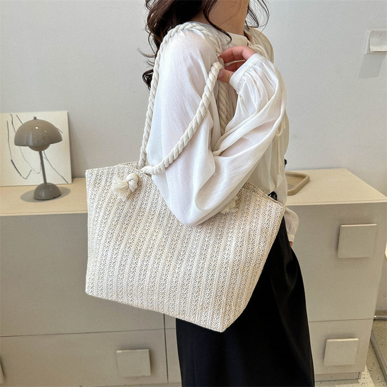 Women's Fashion Straw Large Capacity Shoulder Tote Bag