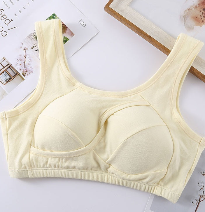 Cotton Anti-Sag Gathering Adjustment Sports Bra