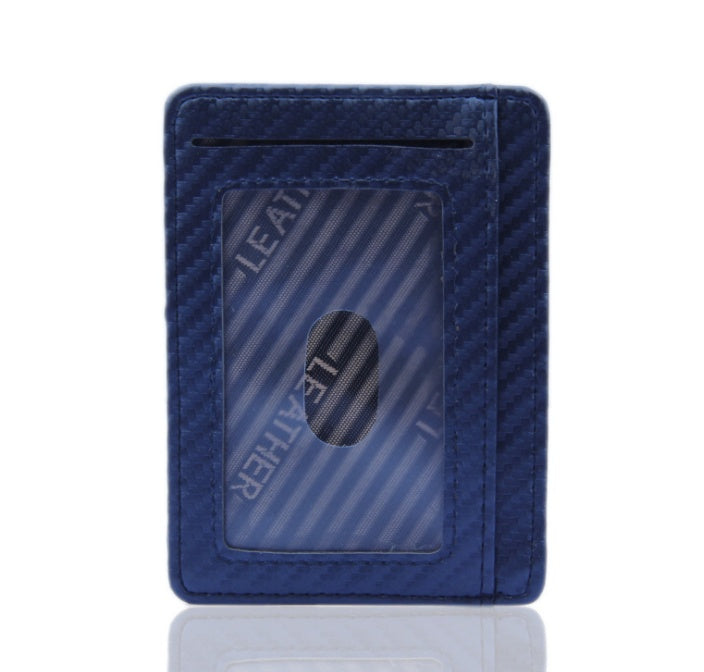 New Fashion Pu Leather Carbon Fiber Wallet Mini Slim Wallets Business Men Credit Card ID Holder with RFID Anti-chief Purse