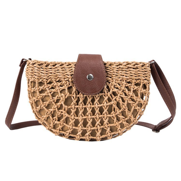 One-Shoulder Saddle Bag Fashion Messenger Straw Bag