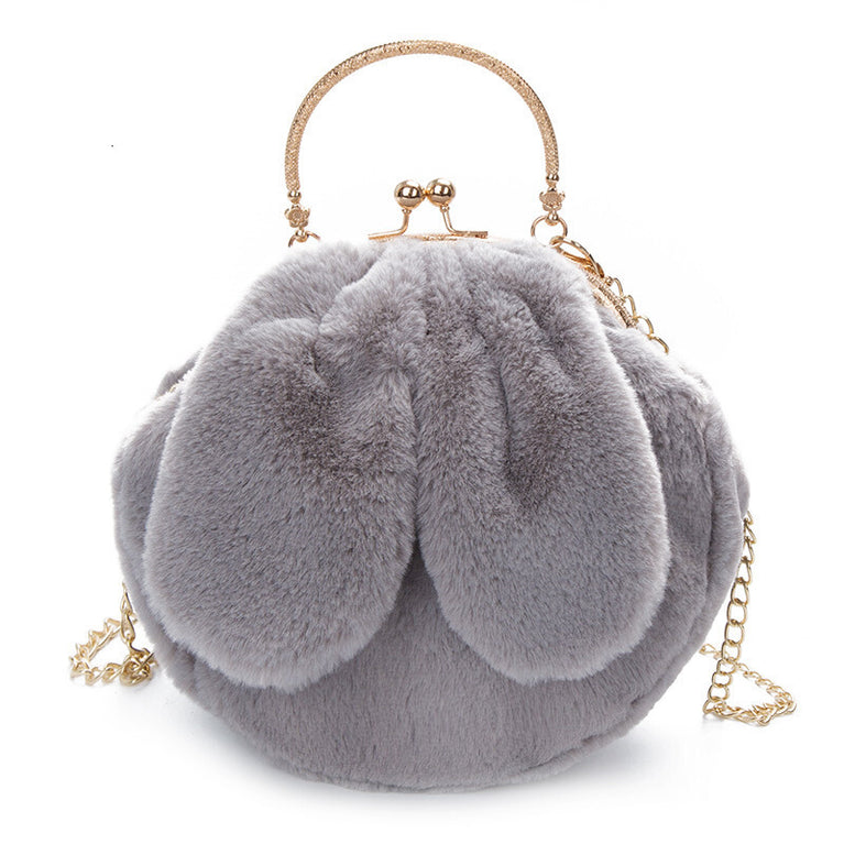 Plush Bag Faux Fur Rabbit Ear Clip