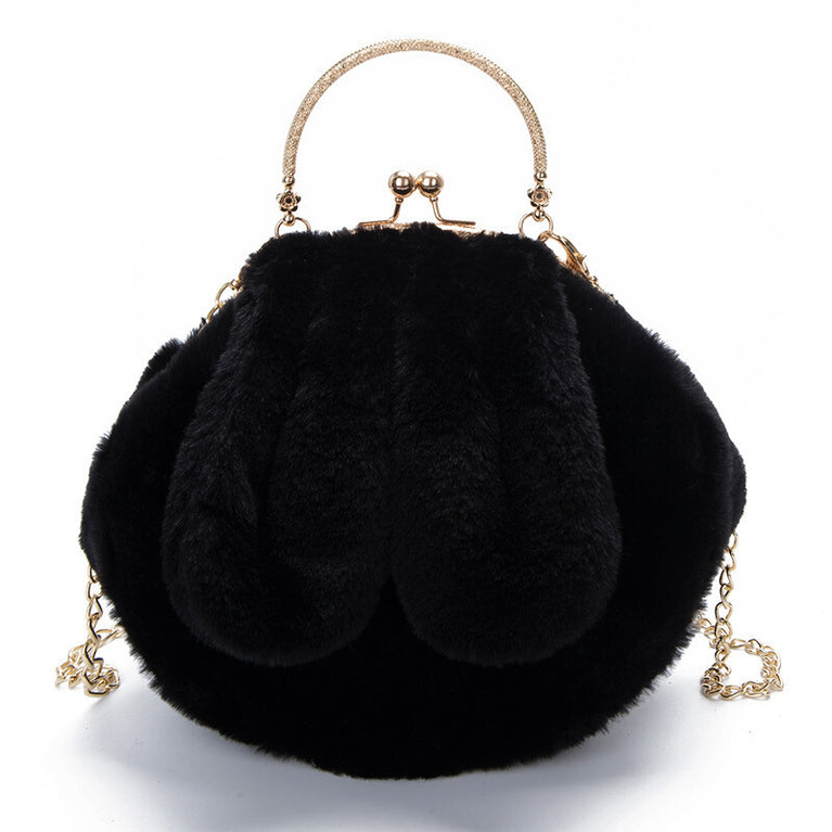 Plush Bag Faux Fur Rabbit Ear Clip