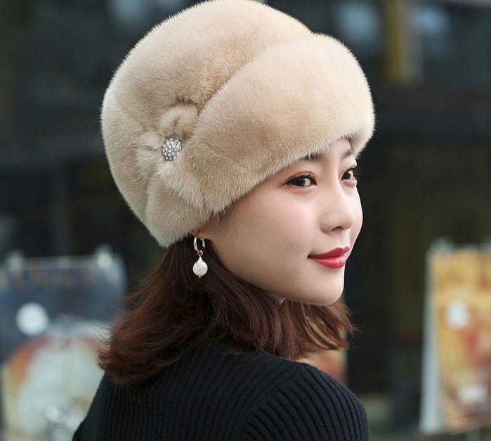 Fur Hat Female Winter Artificial Mink Hair Top Hat