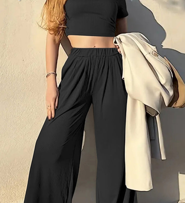 Black crop top with palazzo