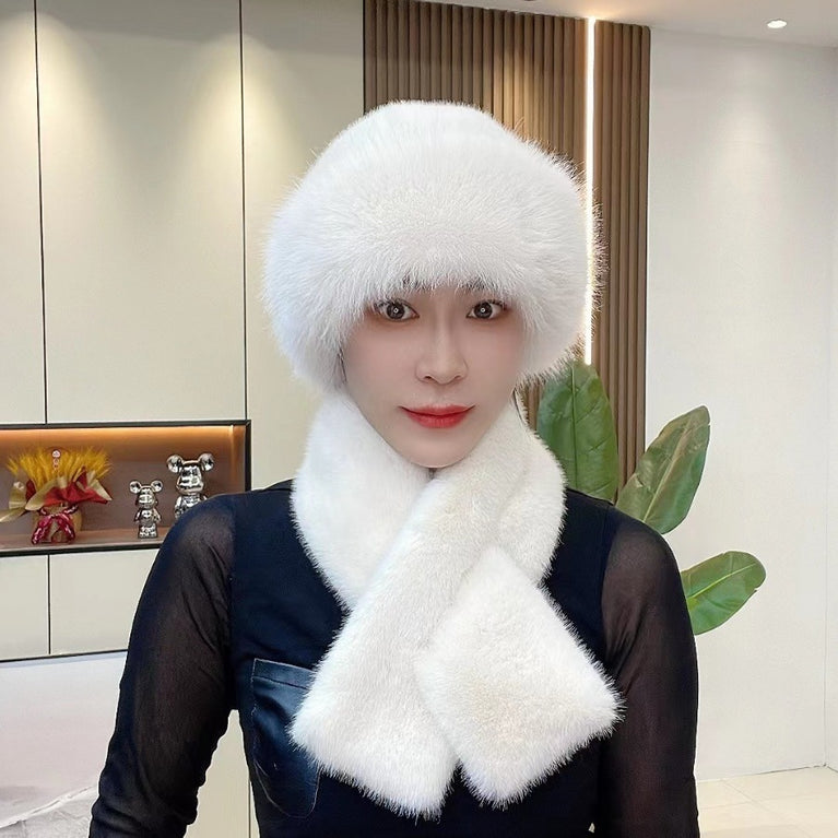 Suit Winter Scarf Mongolian Cap Plush Hat