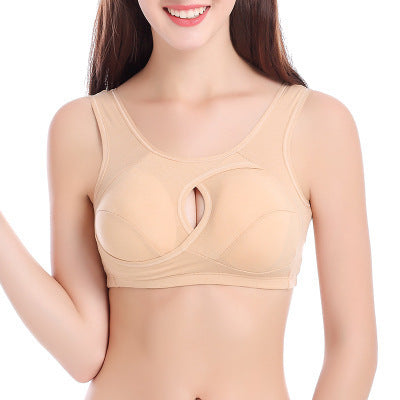 Cotton Anti-Sag Gathering Adjustment Sports Bra