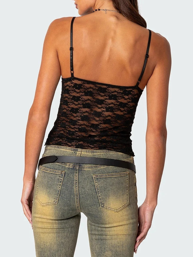 Short Lace Spaghetti-strap Camisole Top