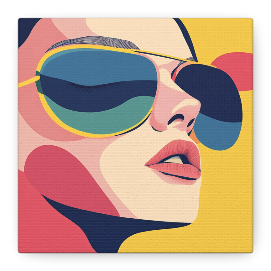 Stylish Stretched Canvas Art - Vibrant Sunglasses Portrait