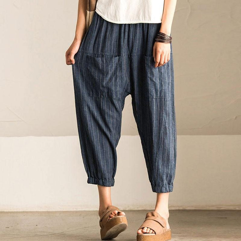 Women Casual Vintage Striped Pants