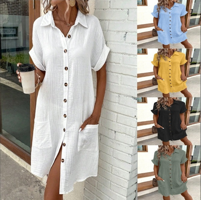 Summer Short Sleeve Mid-length Loose Dress