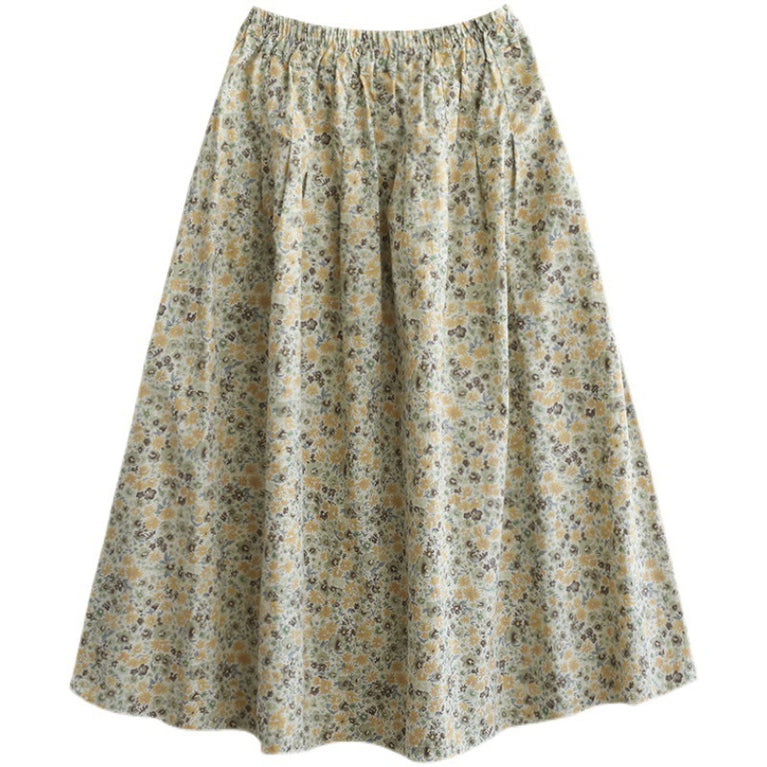 Artistic Floral Washed Cotton Printed Skirt