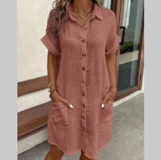 Summer Short Sleeve Mid-length Loose Dress