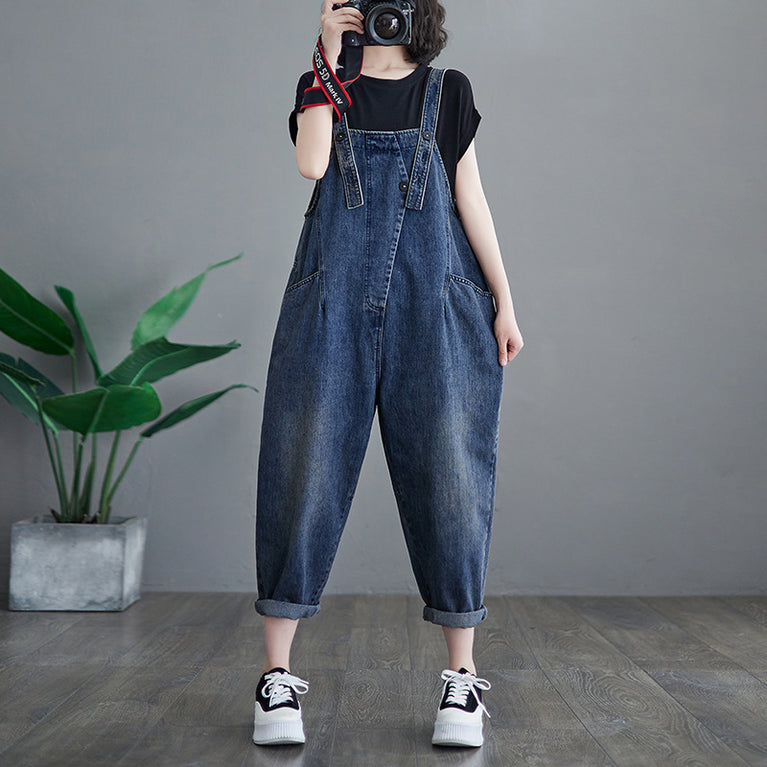 Women's Plus Size Korean Style Denim Overalls