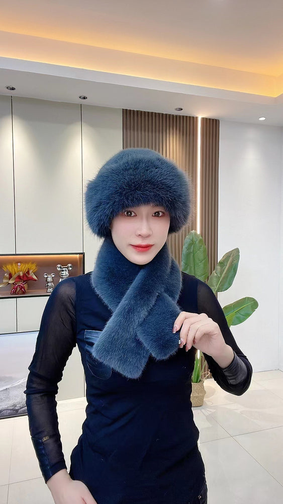 Suit Winter Scarf Mongolian Cap Plush Hat