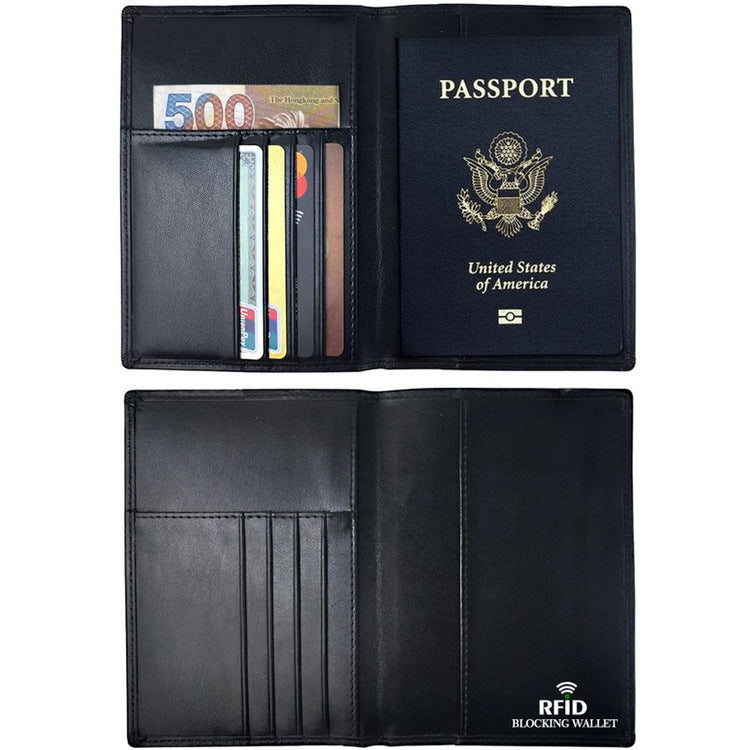 RFID Block Antimagnetic Passport Holder Leather ID Case