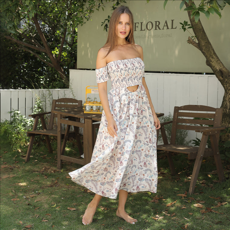 Off Shoulder Strapless Floral Dress