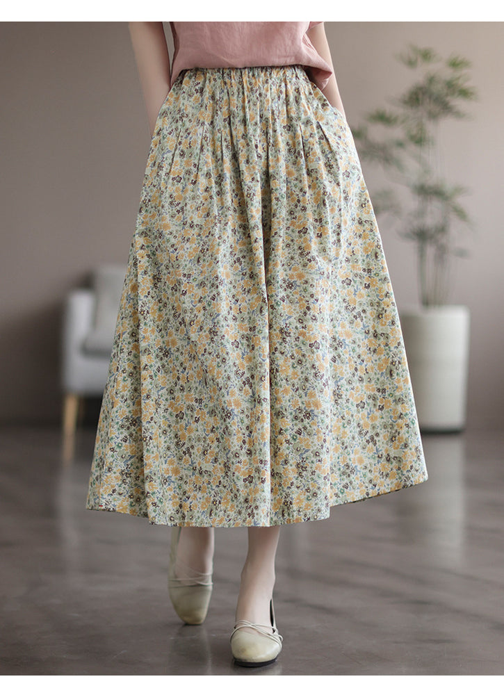 Artistic Floral Washed Cotton Printed Skirt