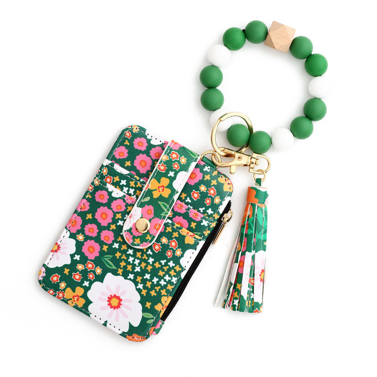 Women's Floral Print Leather Card Bag