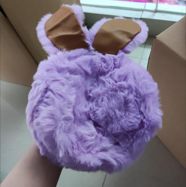 Plush Bag Faux Fur Rabbit Ear Clip