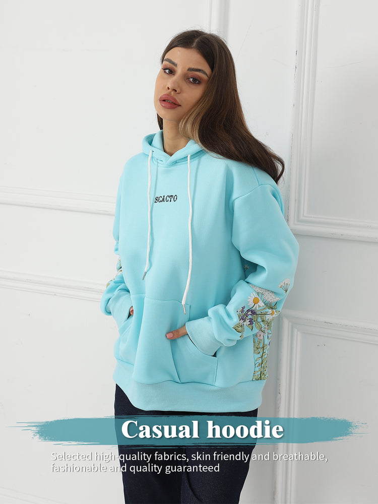 Floral Long Sleeved Sweatshirt Hoodie