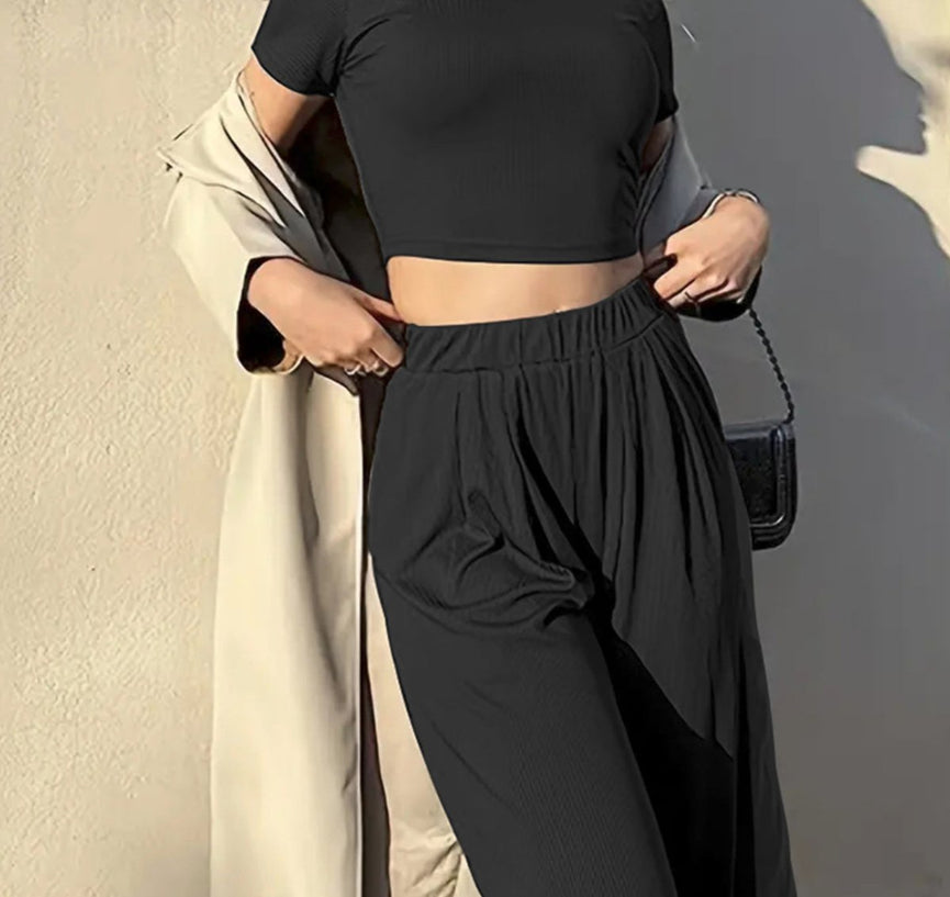 Black crop top with palazzo