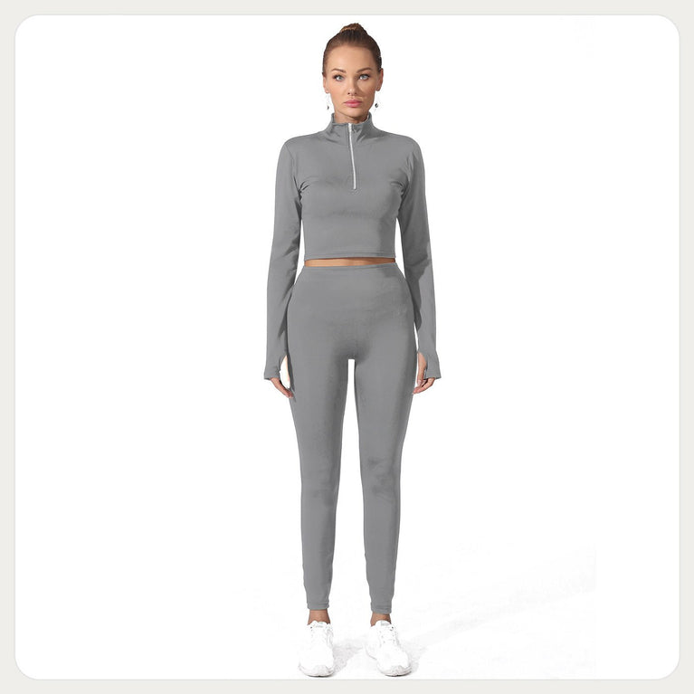 2 piece for workout with half zip top and high waist leggings