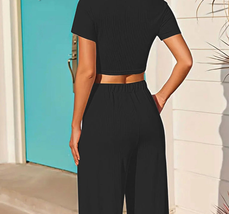 Black crop top with palazzo