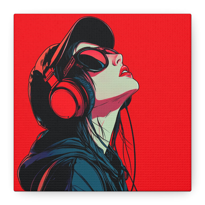 Red Headphone Canvas Art - Hip Hop Vibe Wall Decor for Music Lovers