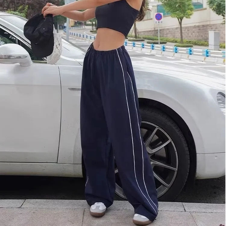 Drawstring Striped Casual Pants