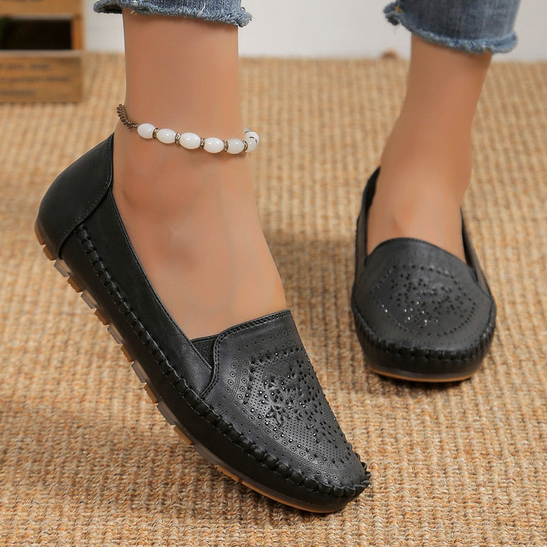 Handmade Stitching Gommino Solid Color Casual Women's Shoes