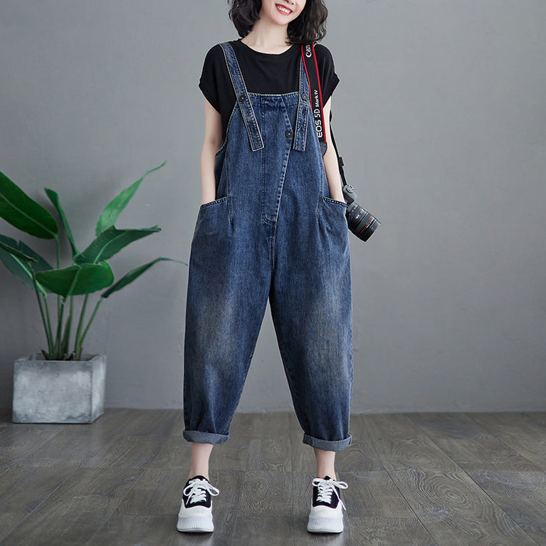 Women's Plus Size Korean Style Denim Overalls