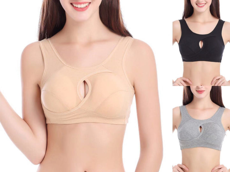 Cotton Anti-Sag Gathering Adjustment Sports Bra