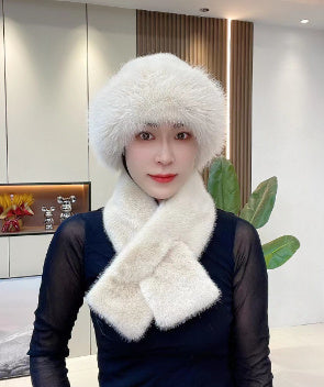 Suit Winter Scarf Mongolian Cap Plush Hat