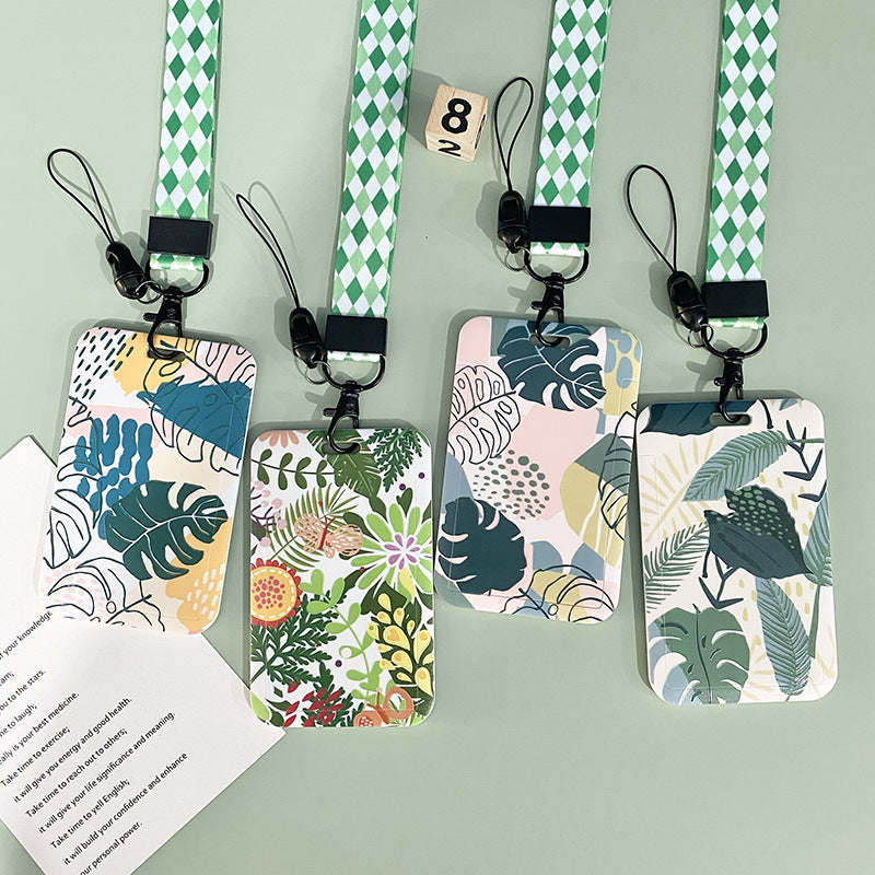 Green Plant Series Simple Fashion Lanyard Card Cover