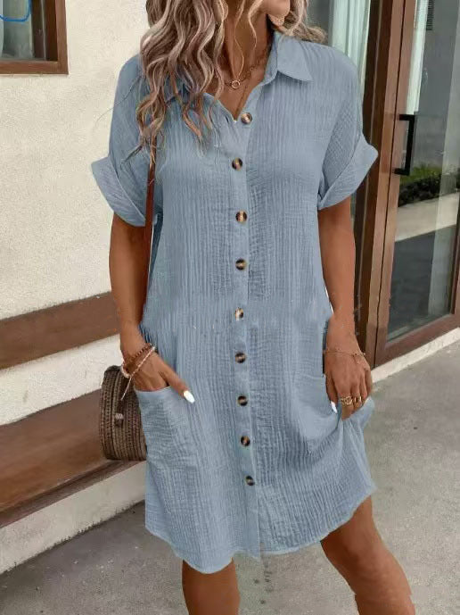 Summer Short Sleeve Mid-length Loose Dress