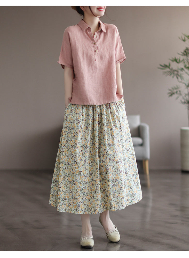 Artistic Floral Washed Cotton Printed Skirt