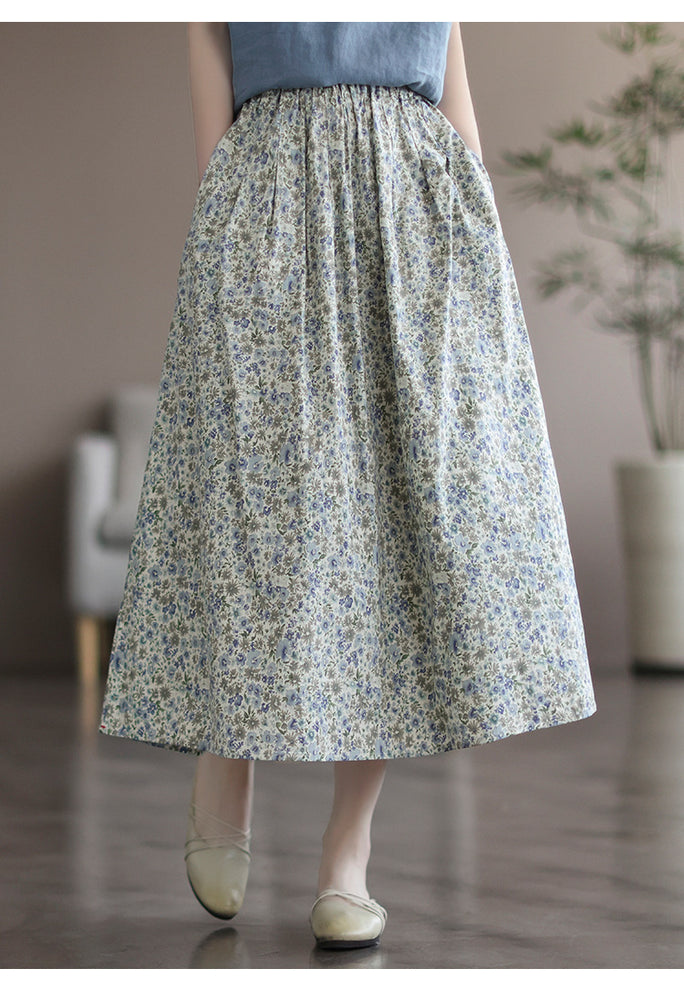 Artistic Floral Washed Cotton Printed Skirt