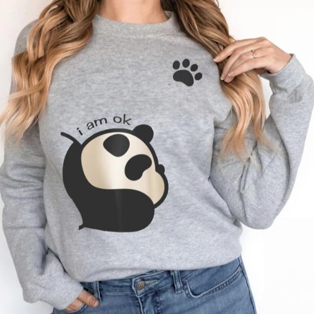 Long Sleeved Panda Print Hoodie