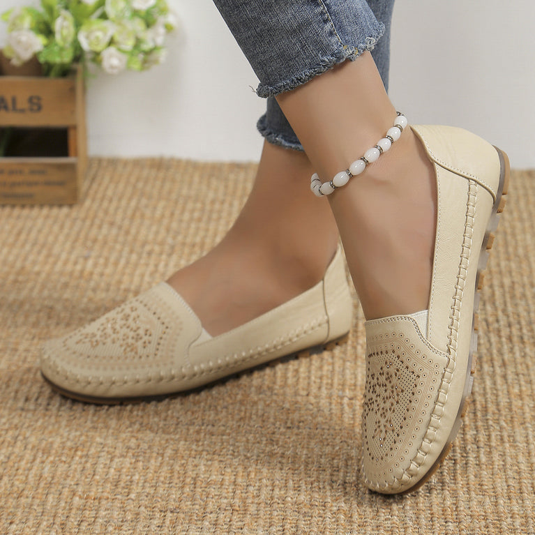 Handmade Stitching Gommino Solid Color Casual Women's Shoes