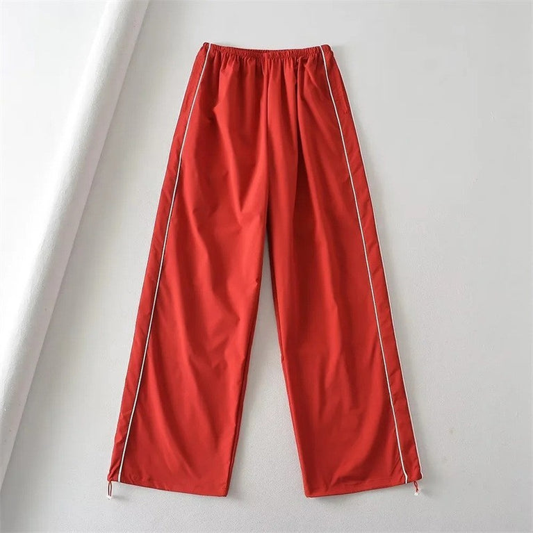 Drawstring Striped Casual Pants