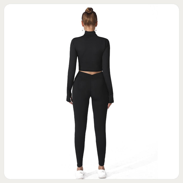 2 piece for workout with half zip top and high waist leggings