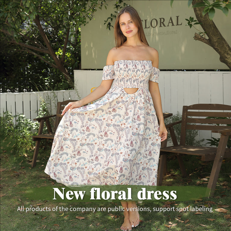 Off Shoulder Strapless Floral Dress