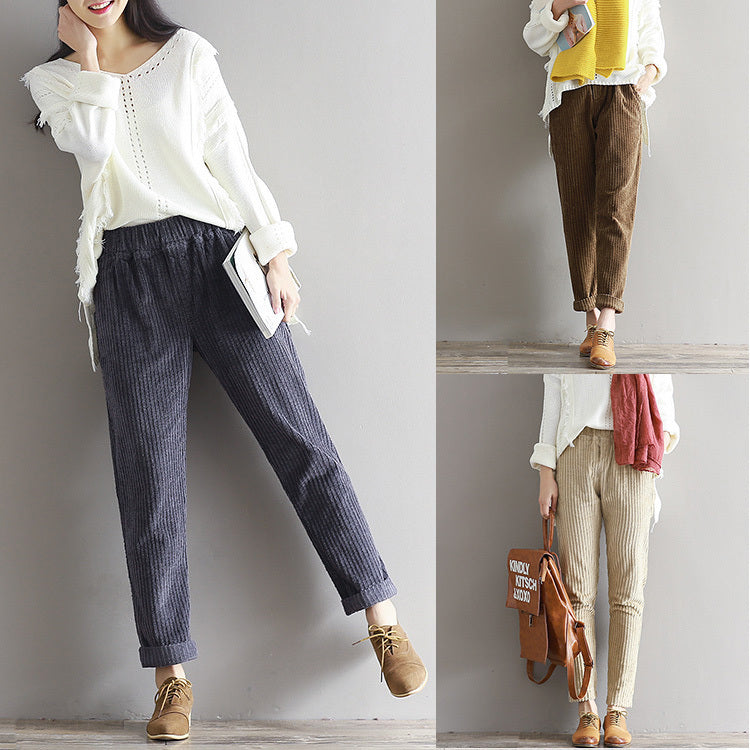 Large Size Casual Corduroy Pants