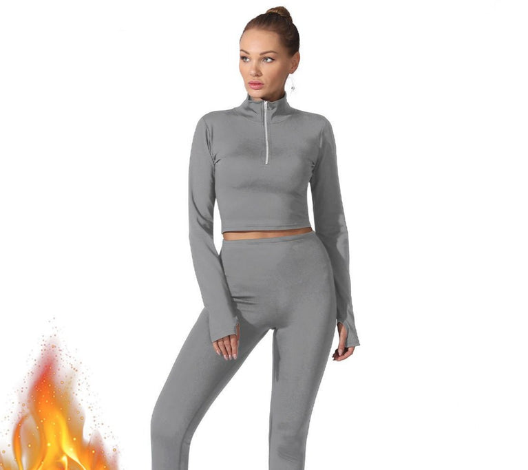 2 piece for workout with half zip top and high waist leggings