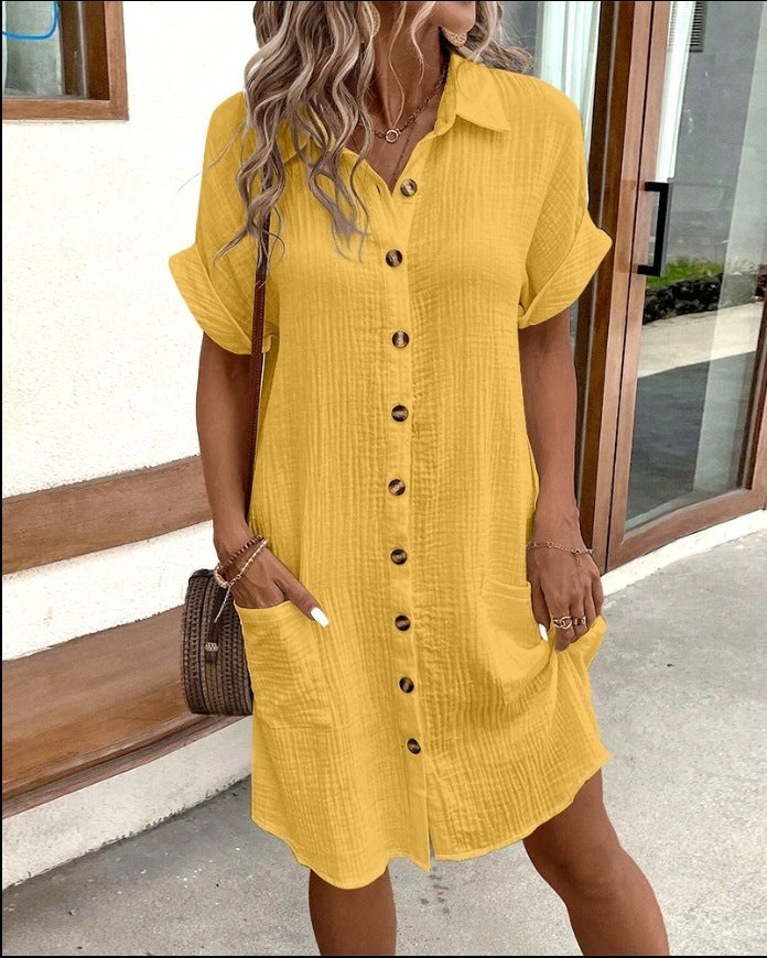 Summer Short Sleeve Mid-length Loose Dress