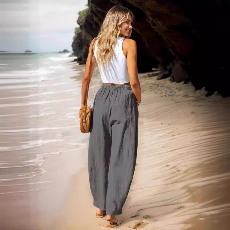 Cotton And Linen Casual Pants Vacation Style